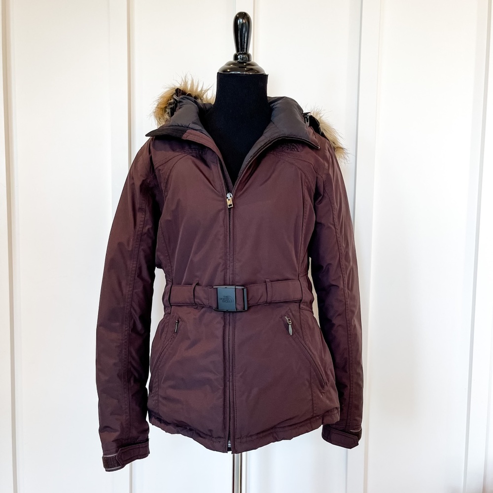 The North Face Greenland Belt Puffer Down Jacket Hooded Brown